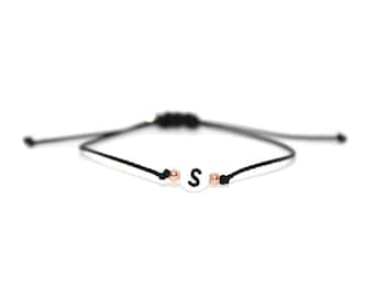 CUSTOM // White Letter Bead Bracelet (Rose Gold Filled) - Initial Bracelet, Custom Letter Bead Bracelet, Custom Initial Bead Bracelet