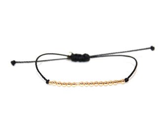BELIEVE // Morse Code Beaded Nylon Cord Bracelet (14K Gold Filled) - Believe Bracelet, Believe Morse Code Bracelet, Believe Beaded Bracelet