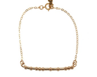 ALWAYS // Bracelet de chaîne perlée en code Morse (rempli d’or 14 carats) - Bracelet toujours code Morse, bracelet toujours, bracelet toujours perlé