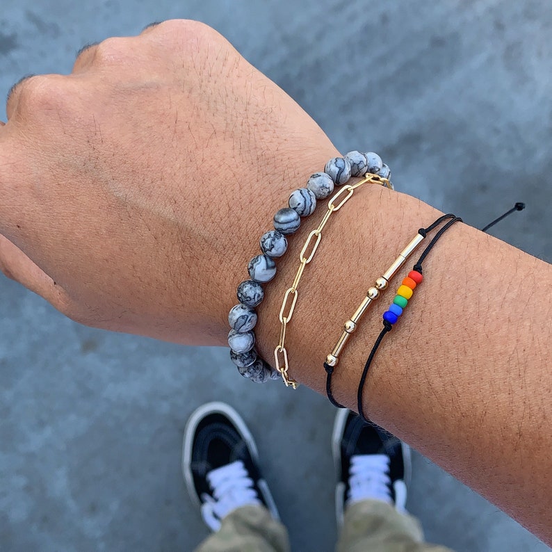 The Pride Bracelet // Rainbow Beaded Bracelet Gay Pride Bracelet Pride Bracelet Equality Bracelet LGBTQ Bracelet Love Wins image 2