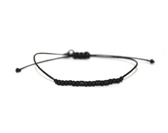 HUSTLE // Matte Black Beaded Morse Code Bracelet - Hustle Bracelet, Hustle Morse Code Bracelet, Hustle Beaded Bracelet, Hustler