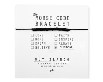 CUSTOM // Bracciale Codice Morse Nero Opaco - Bracciale Codice Morse Personalizzato, Bracciale Codice Morse Personalizzato, Bracciale Personalizzato
