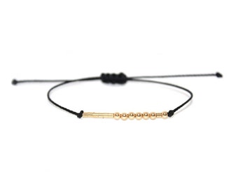 MOTHER // Morse Code Beaded Nylon Cord Bracelet (14K Gold Filled) - Mother Bracelet, Mother Morse Code Bracelet, Mother’s Day, Gift for Mom