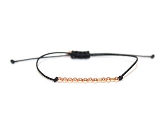 SISTER // Morse Code Beaded Nylon Cord Bracelet (Rose Gold Filled) - Sister Morse Code Bracelet, Sister Bracelet, Sister Gift, Sisters