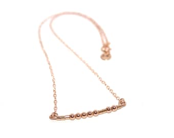 OHANA // Morse Code Beaded Chain Necklace (Rose Gold Filled) - Ohana Necklace, Ohana Means Family, OHANA Morse Code Chain Necklace