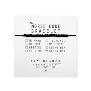 GODFATHER // Matte Black Beaded Morse Code Bracelet - Godfather Bracelet, Godfather Morse Code, Father&#39;s Day Gift, Mens Bracelet