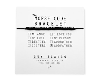 GODFATHER // Matte Black Beaded Morse Code Bracelet - Godfather Bracelet, Godfather Morse Code, Father's Day Gift, Mens Bracelet