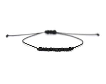 BFF // Matte Black Beaded Morse Code Bracelet - Friendship Bracelet, Best Friends Bracelet, BFF Bracelet, Besties Bracelet