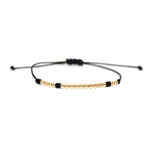 CUSTOM // Zweifarbiges Morsecode Armband (14K Gold Filled + MattSchwarz) - Morsecode Armband, Personalisiertes Armband