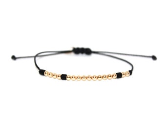 CUSTOM // Two-toned Custom Morse Code Bracelet (14K Gold Filled + Matte Black) - Custom Morse Code Bracelet, Personalized