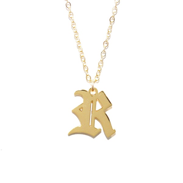 The Old English Initial Necklace (14K Gold Filled) - Letter Necklace, Initial Necklace, Alphabet Necklace, Custom Initial Necklace
