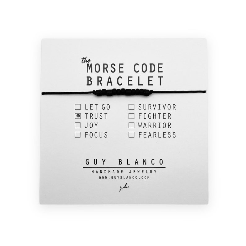 TRUST // Matte Black Beaded Morse Code Bracelet Trust Etsy