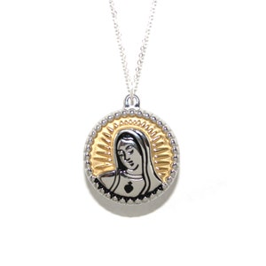 Sacred Mary Chain Necklace (Sterling Silver) - Holy Mary Pendant Necklace, Our Lady of Guadalupe Pendant Necklace, Virgin Mary Necklace