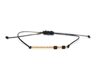 SISTER // Two-toned Morse Code Bracelet (14k Gold Filled + Matte Black)  - Dainty, Sister Morse Code Bracelet, Sister Bracelet