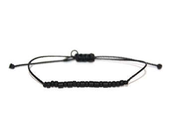 STRENGTH // Matte Black Beaded Morse Code Bracelet - Strength Bracelet, Strength Morse Code Bracelet, Strength Beaded Bracelet