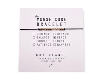 PEACE // Morse Code Bracelet (14K Gold Filled) - Peace Bracelet, Peace Morse Code Bracelet, Peace Beaded Bracelet