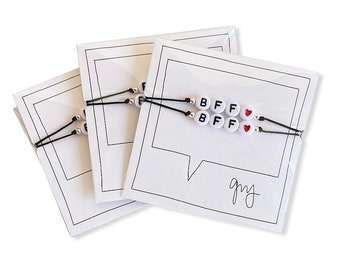 BFF // White Letter Bead Friendship Bracelet Pack - BFF Bracelet, Best Friend Bracelet, Best Friends Forever Bracelets, Besties Bracelets