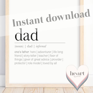 Citazione di definizione di papà stampabile, arte tipografica, festa del papà, compleanno, DOWNLOAD immediato, decorazione da parete stampabile