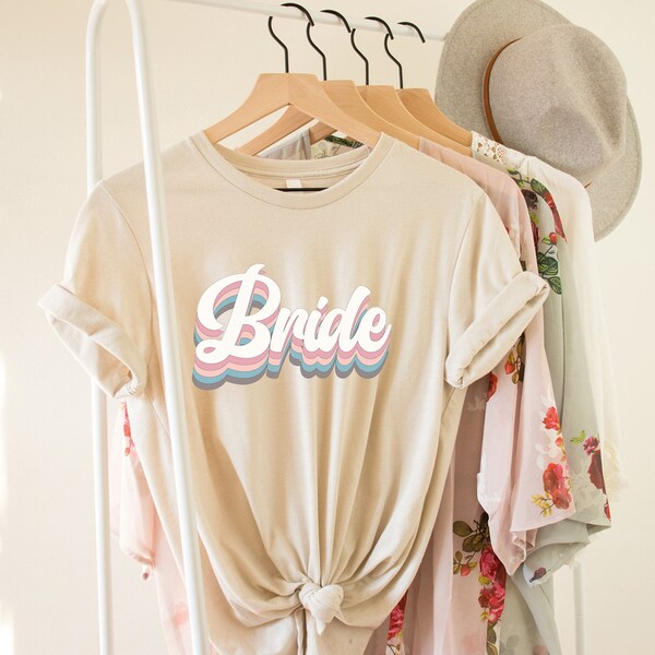 Bride Tee, Retro font, Bride to be Shirt in Retro Font, Bride Shirt, Bachelorette, Bride T-shirt, Hen party  Unisex cotton t-shirt