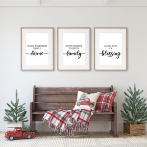 Família, casa, impressão de bênção, conjunto de 3, citação positiva, decoração de parede, arte para impressão de família, citação de amor, presente de família