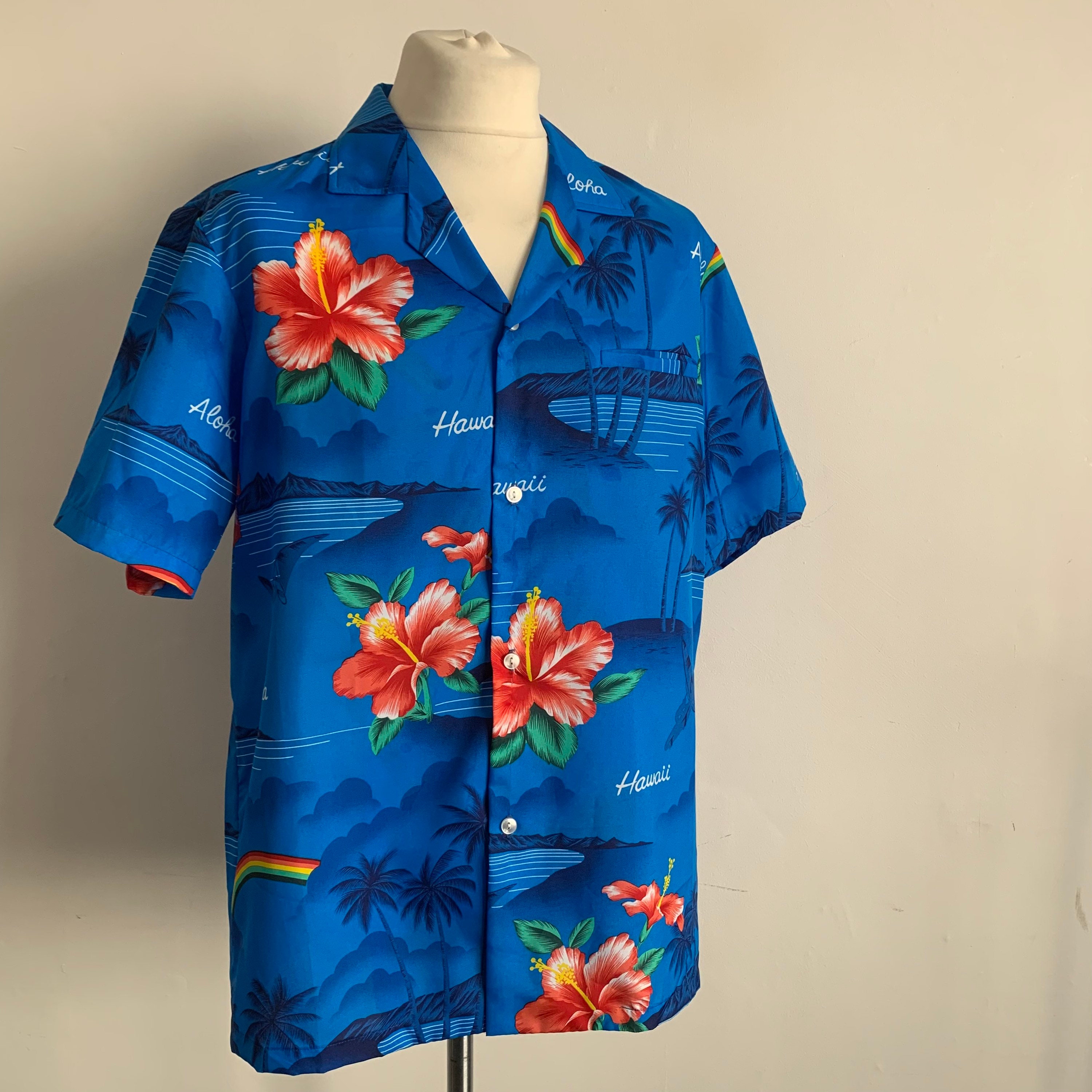 Rainbow, Palm Tree & Hibiscus Print Hawaiian Shirt - Pride