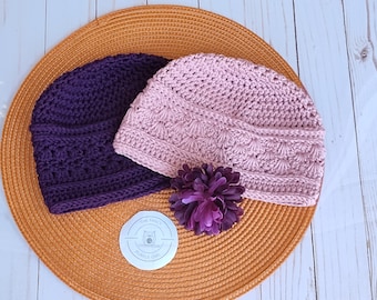 Soft Cotton Chemo caps, set of 2 "GRACE" and "HOPE"spring beanie, light beanie, ladies beanie,  many colors,  women's hat,