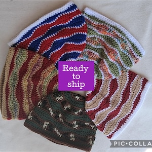 Brain Wave Knit Crochet Hat: Handmade Acrylic Winter Cap