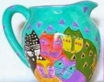 Jarra, taza y plato caliente Laurel Burch 1998