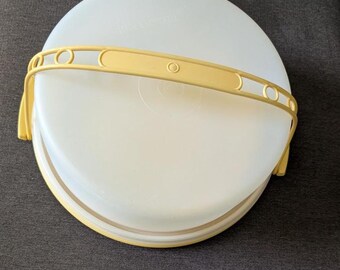 Portatartas Tupperware vintage n.° 719-1, color oro cosecha, de una sola capa.