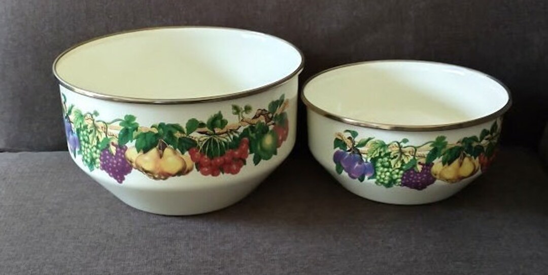 Tabletops Unlimited Enamel Bowl Vitroceramic Superior Quality 8 And6.5