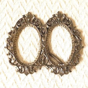 Double Brass Picture Frame, French Art Nouveau Style, Victorian Free Standing Vintage