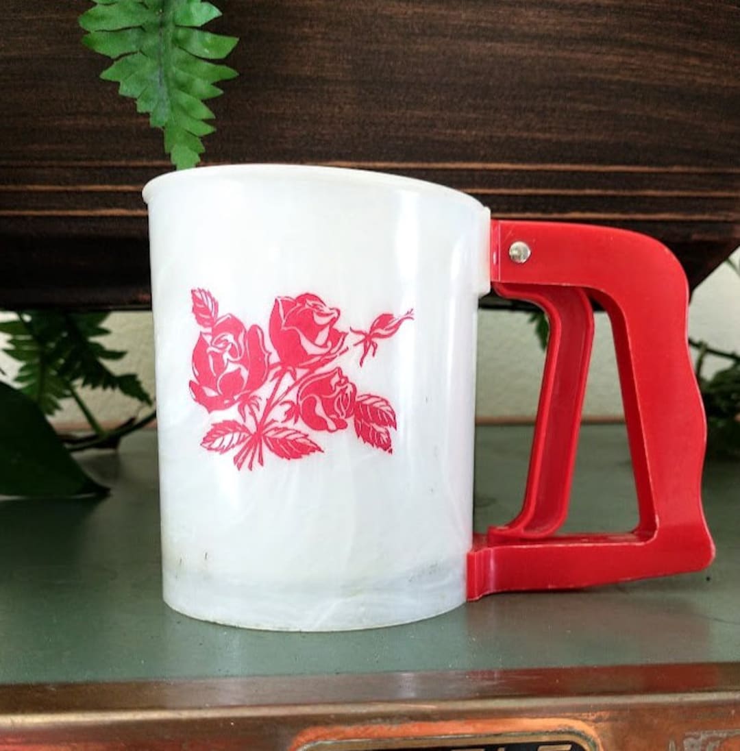 Vintage Flour Sifter Rose Motif Popeil Brothers Chicago Country Cottage