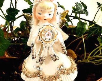 Ángel Novia de Junio Vintage Lefton Raro