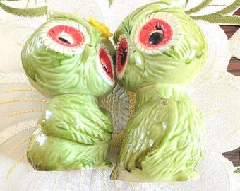 Vintage Owl Love Birds Salt and Pepper Shakers