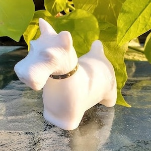 AVON Vintage Scottie Dog Milk Glass, 1970&#39;s Avon Scottie Dog Perfume