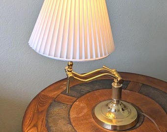 Vintage Brass Swing Arm Table Lamp 19" Tall w/o Shade