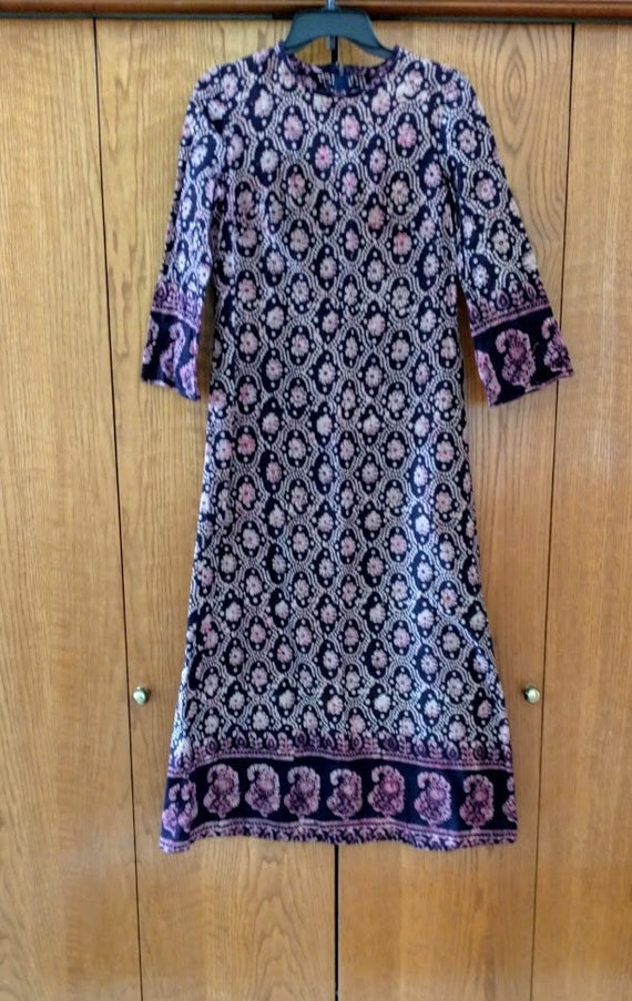India Dress/Caftan, Hand Printed 1960's 