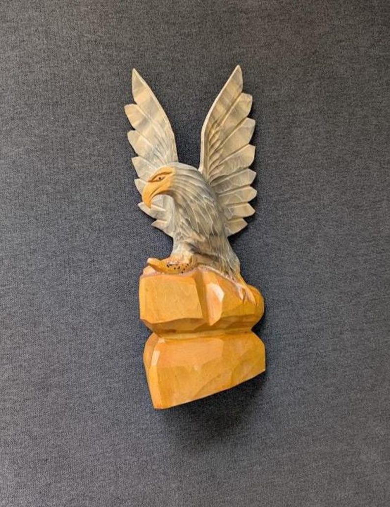 Carved Wooden Eagle 11 Inches Cabin Decor Home Decor Celebrate America ...