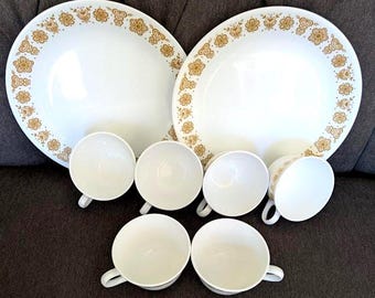 Platos Corelle vintage: Mariposa dorada