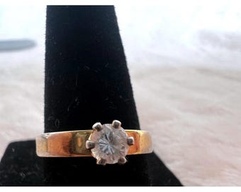 Bague solitaire vintage 18 carats taille 6,5 fiançailles style minimaliste vieil Hollywood