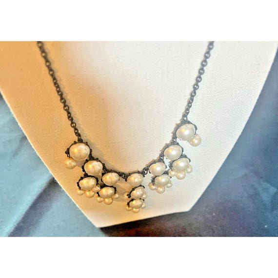 Unsigned Statement Bib Necklace with Cascading Fa… - image 7