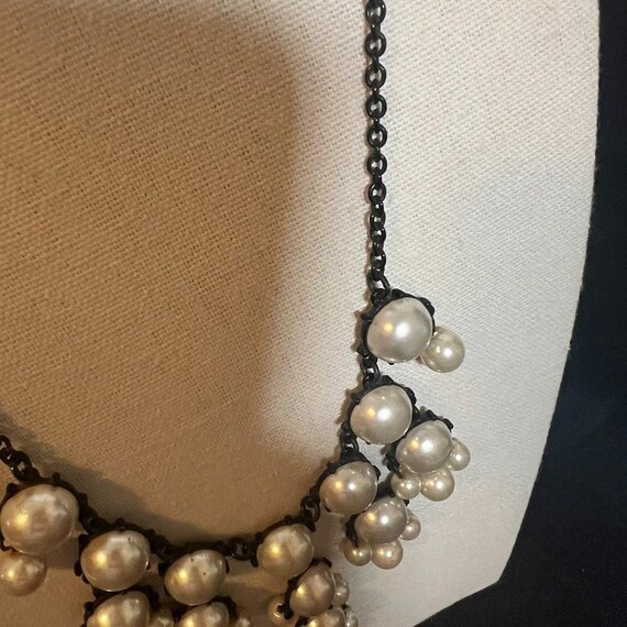 Unsigned Statement Bib Necklace with Cascading Fa… - image 8