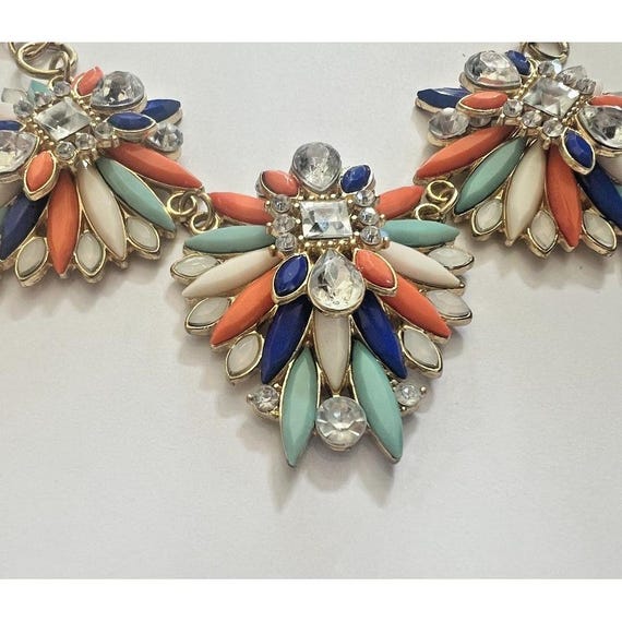 Y2K Color Pop Statement Bib Necklace Floral Rhine… - image 10