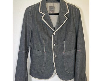 Marithe Francois Girbaud Blazer Jacket Denim XS Y2K Avant Garde Designer French