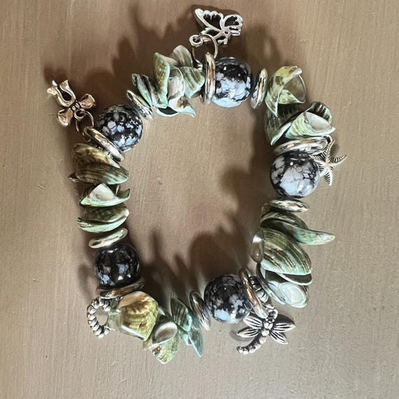Boho Shell Bracelet With Charms | Dragonfly & Sta… - image 2