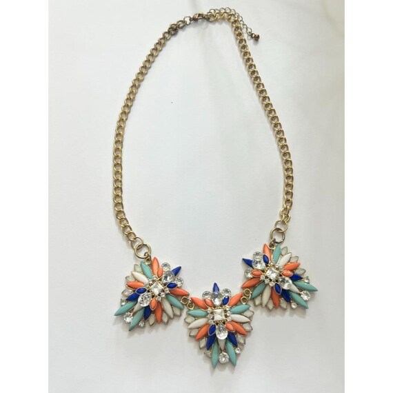 Y2K Color Pop Statement Bib Necklace Floral Rhine… - image 7