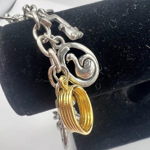 NOS Twelve Days of Christmas Charm Bracelet  Partridge Pear in a Pear Tree 5 Golden Rings Silver Gold Winter Holiday