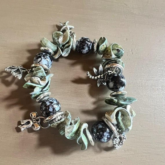Boho Shell Bracelet With Charms | Dragonfly & Sta… - image 10