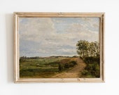 Country landscape painting, Farmhouse wall decor, Vintage art, PRINTABLE art