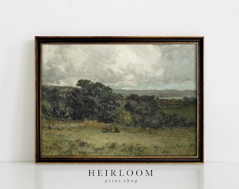Landscape Art | Vintage Art | Cow Painting | MAILED ART PRINTS | Pasture